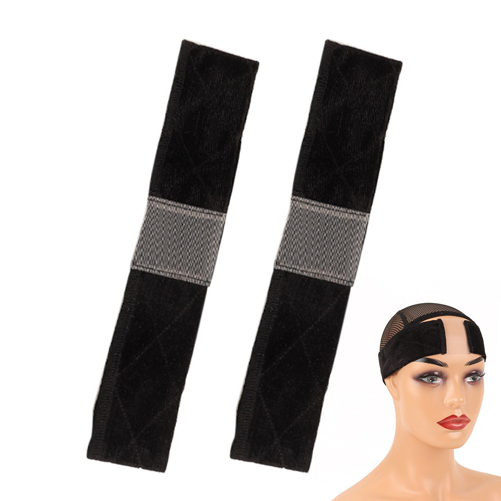 2 Piece Adjustable Velvet Wig Grip Headbands-Black