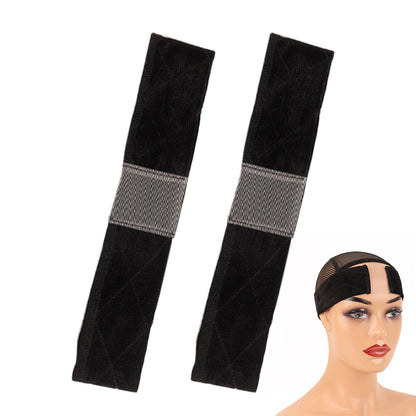 2 Piece Adjustable Velvet Wig Grip Headbands-Black