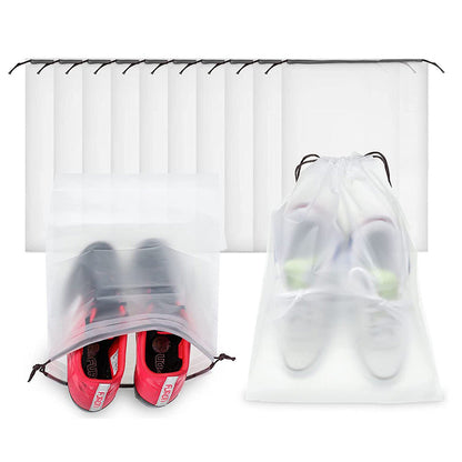 Clear Shoe Bags for Travel Waterproof Dustproof Drawstring Shoe Bags for Packing Black