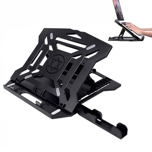 2 in 1 Adjustable Laptop Stand with Phone Holder Foldable Cooling Computer Stand Black