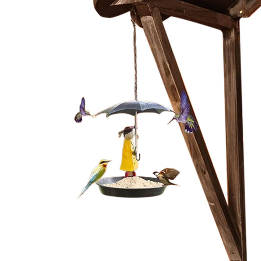 Umbrella Girl Garden Bird Feeder Ornament Hanging Outdoor Decor Home Garden Decor