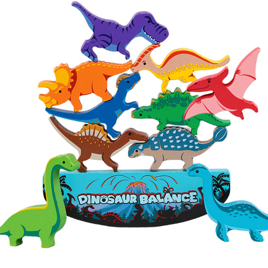 Dinosaur Toys for Kids Wooden Stacking Montessori Toys Balance Competition Game Set