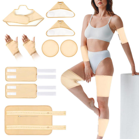 10Pcs Set Reusable Castor Oil Pack Wraps with Adjustable Elastic Straps for Neck Shoulder Chest Waist Knee Feet