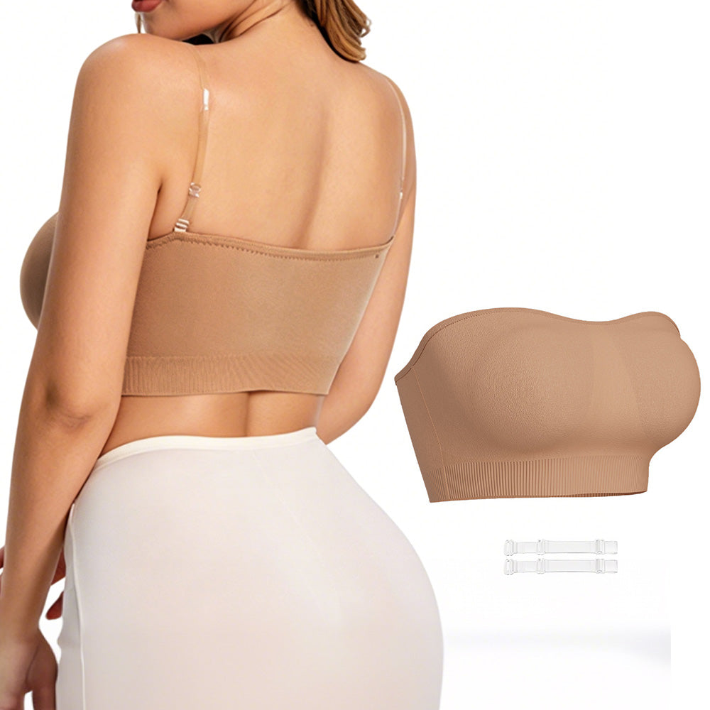 Women Strapless Wirefree Bandeau Bra-Nude