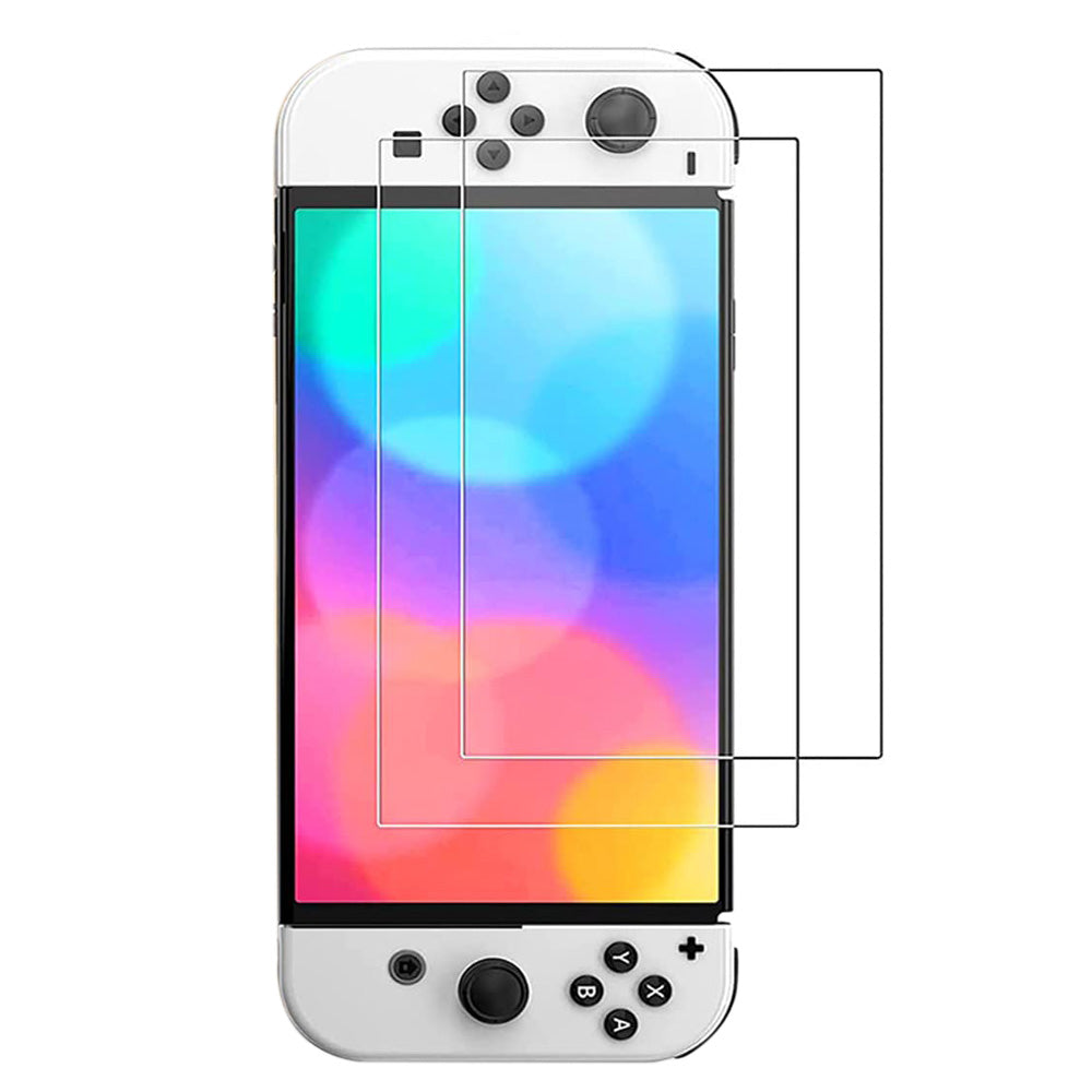 2Pcs Clear Tempered Glass Film for Nintendo Switch Bubble Free Anti-Scratch Screen Protectors