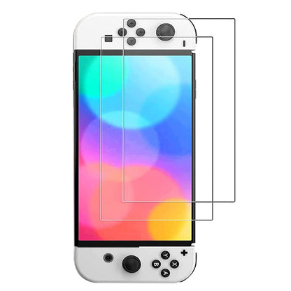 2Pcs Clear Tempered Glass Film for Nintendo Switch Bubble Free Anti-Scratch Screen Protectors