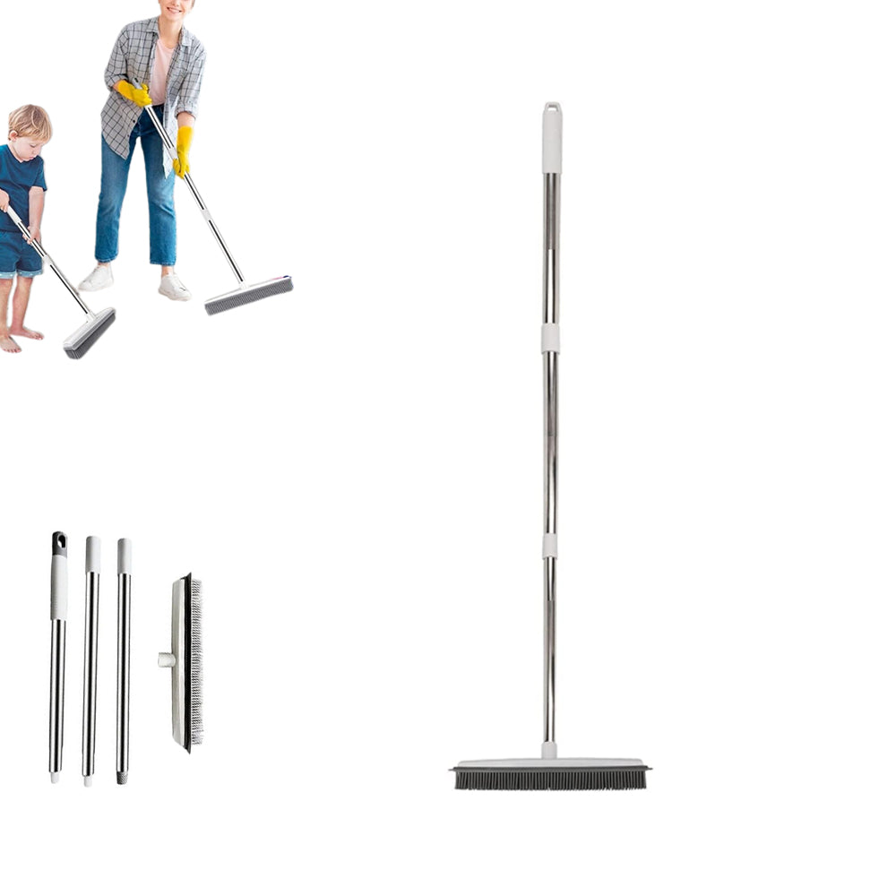 3-Section Soft Bristle Broom Pet Hair Remover Non Scratch Sweeper Brush