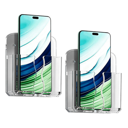 2 Piece No Drill Adhesive Remote Control Organizer-Clear