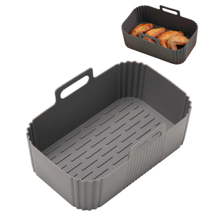Reusable Silicone Air Fryer Liner ââ‚?Non-Stick Dual Basket & Easy Clean Grey
