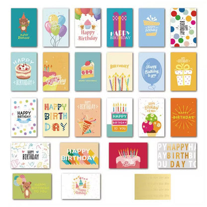 24 Piece Unique Happy Birthday Cards - Orange Mixed Color
