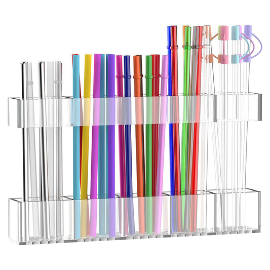 Reusable Straw Holder for Cabinet Door Kitchen Cupboard Storage Organizer Clear