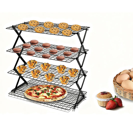 4 Tier Foldable Cooling Rack Stackable Wire Rack for Baking and Cooking