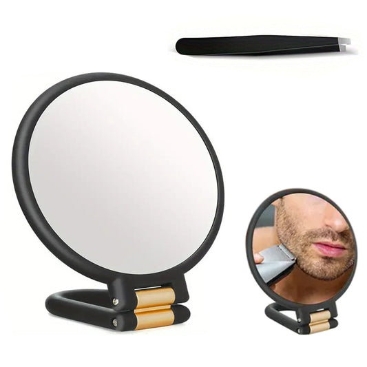 Foldable Double-sided Makeup Mirror 1X 30X Magnifying Mirror with Adjustable Stand Black