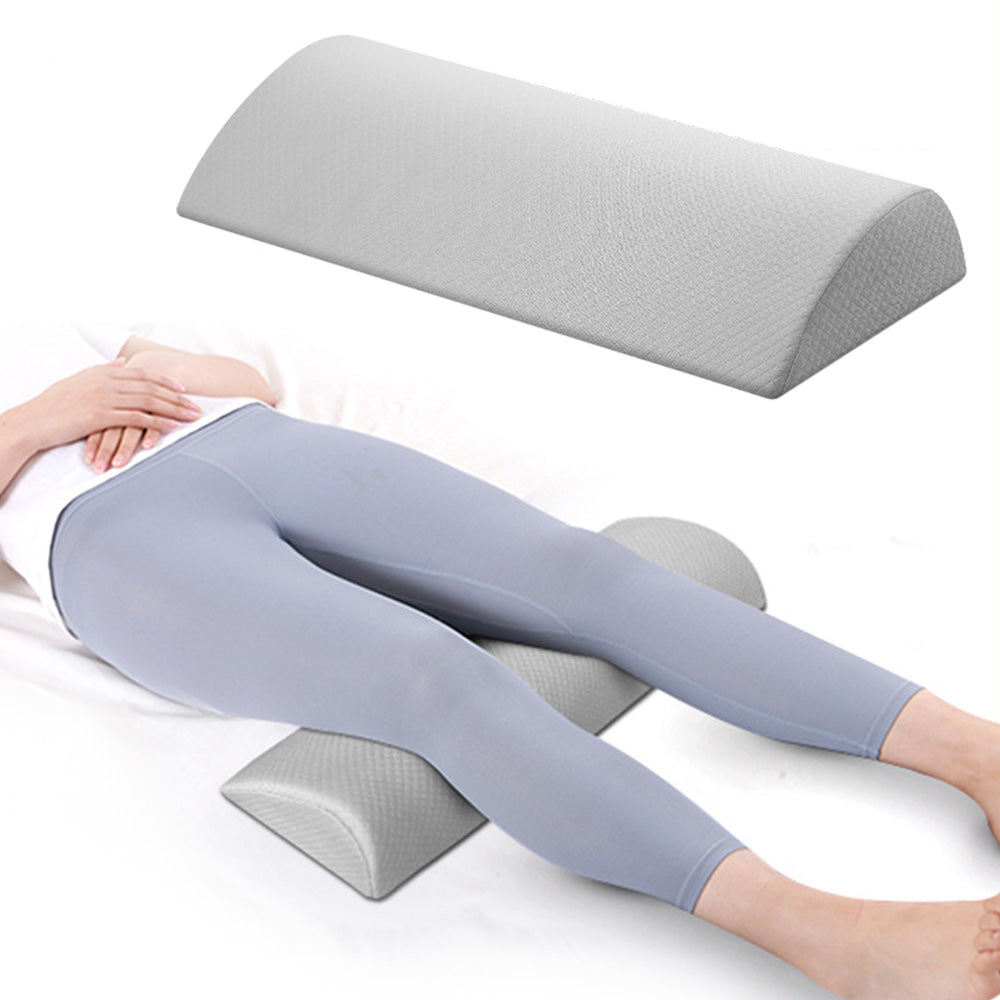 Half Moon Bolster Pillow for Legs Under Knee Support Pillow for Back/Side Sleeping Grey
