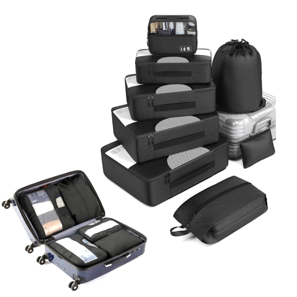 8Pcs Set Travel Packing Cubes for Suitcases Luggage Organizer Bags Set Black