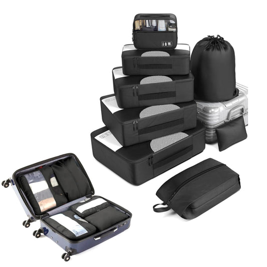 8Pcs Set Travel Packing Cubes for Suitcases Luggage Organizer Bags Set Black