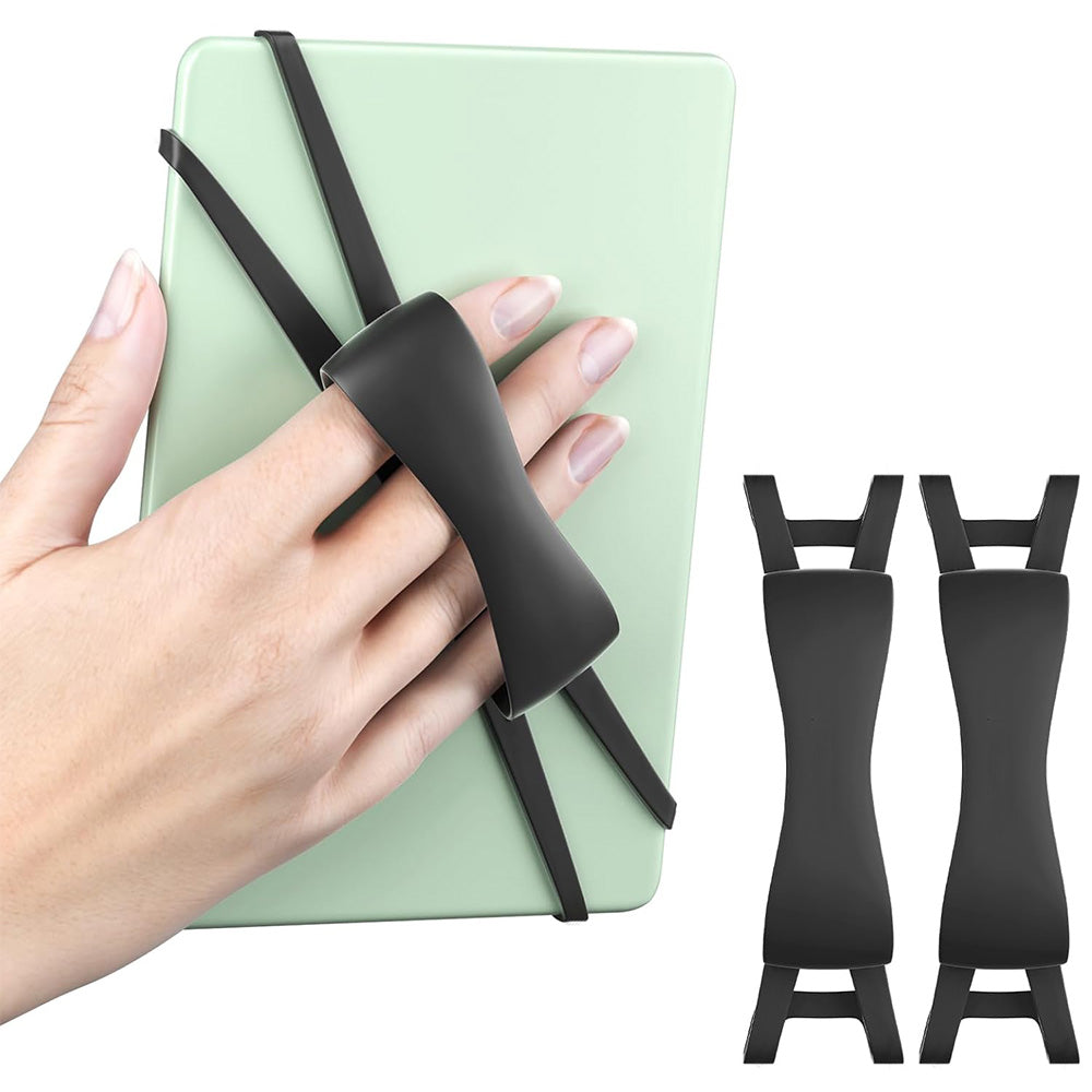 2Pcs Silicone Hand Strap for Kindle and Tablets Kindle Accessories for 4.7-8 inches Kindle Black