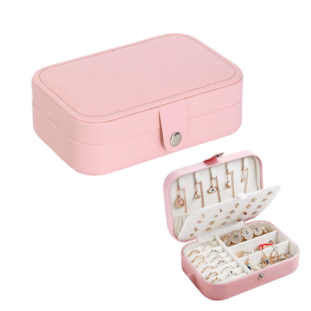 Portable Trave Jewelry Case Jewelry Storage Box for Earrings Rings Necklaces Bracelets Watches Pink