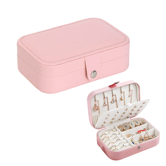 Portable Trave Jewelry Case Jewelry Storage Box for Earrings Rings Necklaces Bracelets Watches Pink