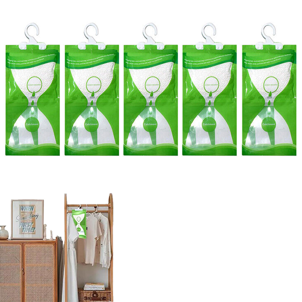 5Pcs Dehumidifier Bag Moisture Absorber Hanging Bag Wardrobe Drying Anti-mold Agent