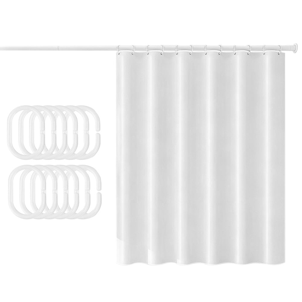 Waterproof Shower Curtain with 12 Hooks-White