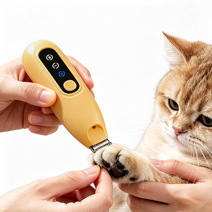 Pet Grooming Clipper Rechargeable Cat Dog Hair Trimmer with LED Light Orange