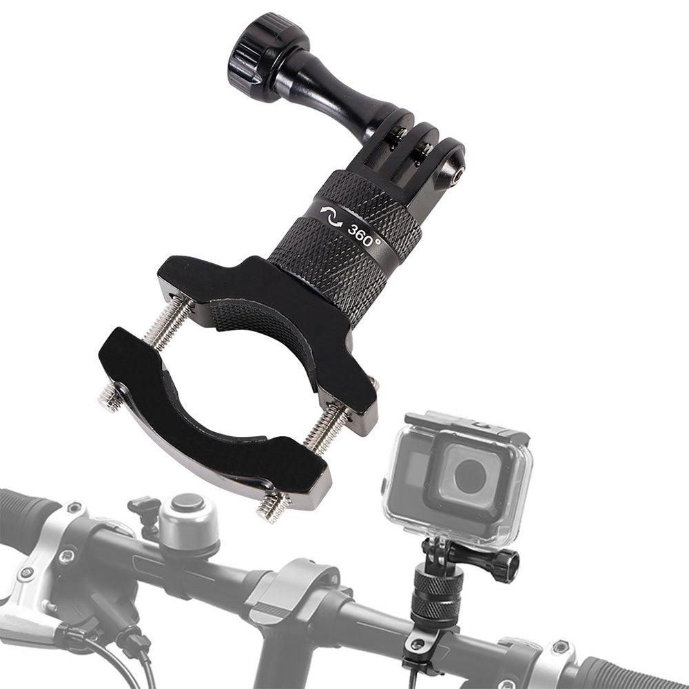 Aluminum 360-degree Bike Handlebar Mount for GoPro Hero 13 12 11 Cameras Black