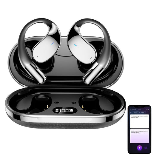 115-Language Wireless AI Translator Headphone Bluetooth Earbuds with Charging Case Black