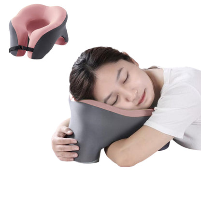 Travel Neck Pillow U-Shaped Neck Support Memory Foam Pillows Pink