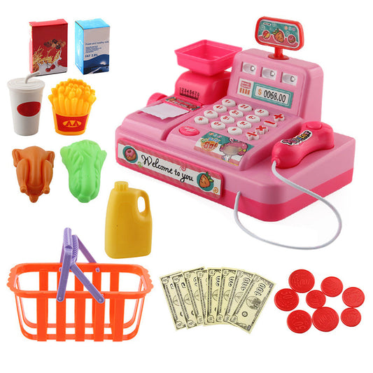 Educational Toy Cash Register for Kids with Calculator and Scanner Pink