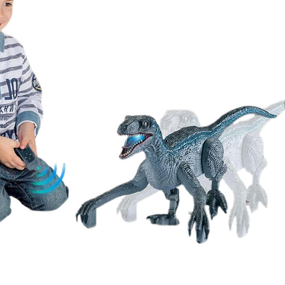 2.4G Remote Control Dinosaur Toy Realistic Walking Dinosaur with Sound Effects Grey