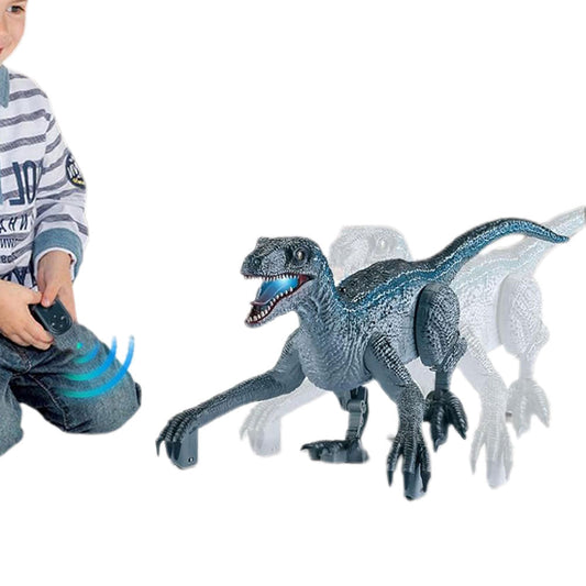 2.4G Remote Control Dinosaur Toy Realistic Walking Dinosaur with Sound Effects Grey