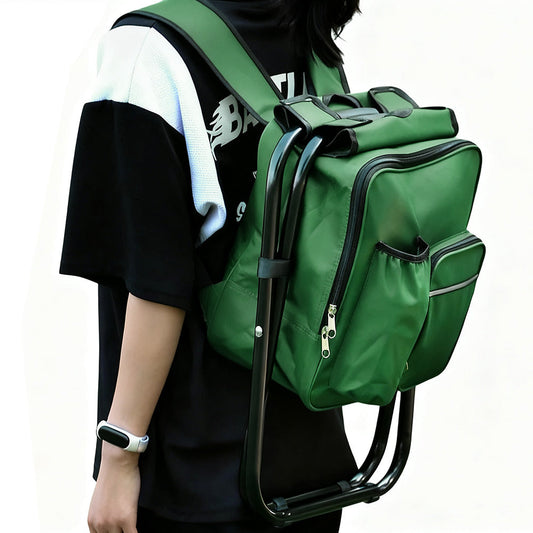 Portable Cooler Folding Stool Fishing Chair Multi-Function Outdoor Seat Green