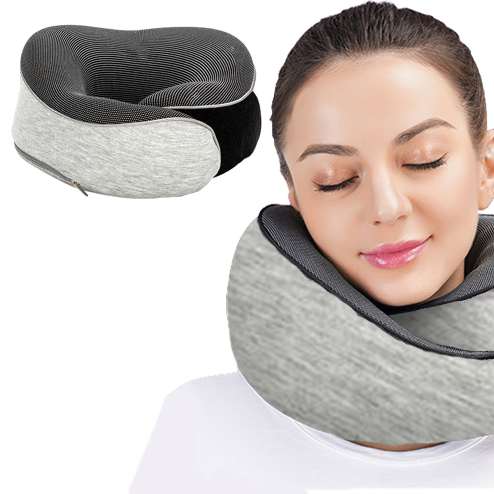 Travel Neck Pillow Memory Foam Airplane Pillow Light Grey
