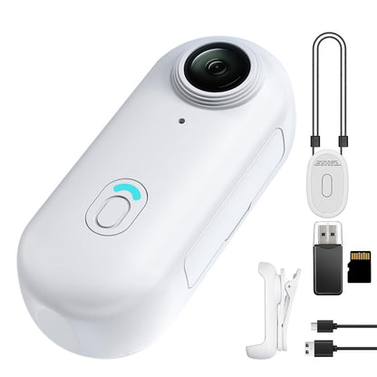 4K Mini Thumb Action Camera Portable Wearable Body Cam with Rotating Clip White