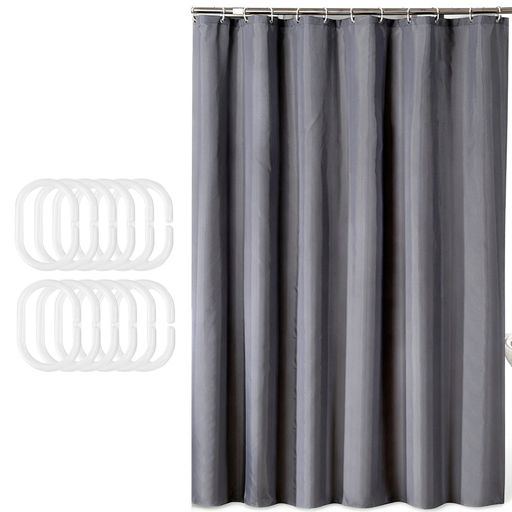 Waterproof Shower Curtain with 12 Hooks-Dark Grey