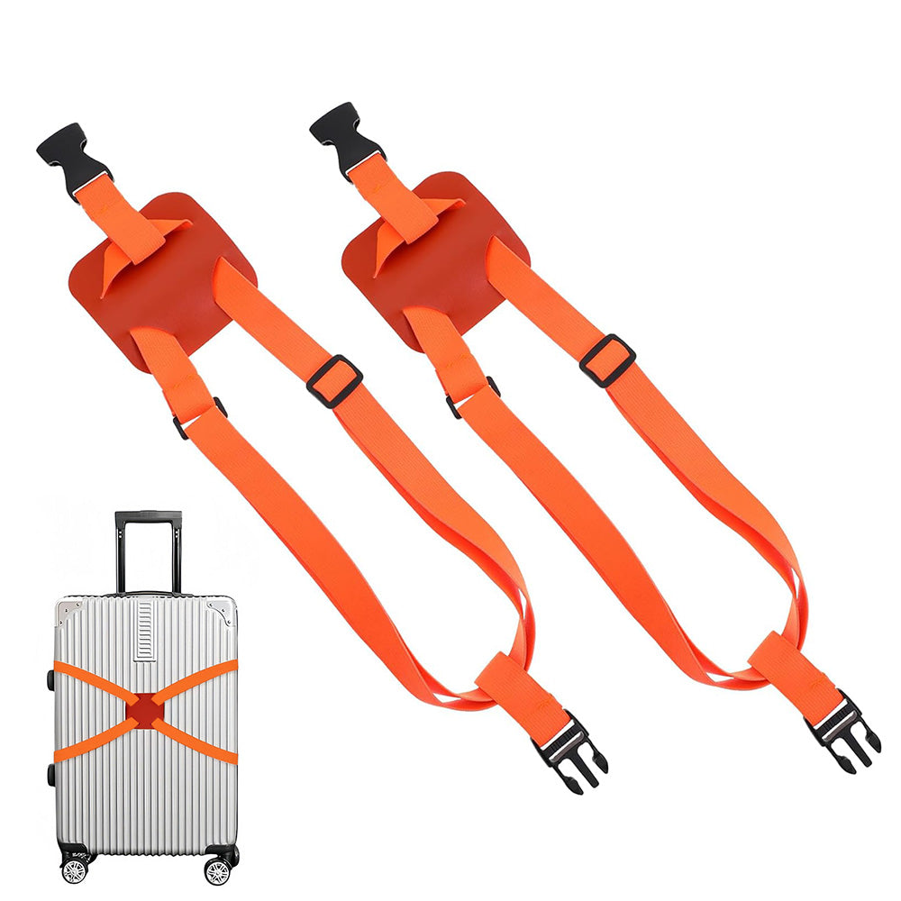 2 Piece Adjustable Elastic Luggage Strap - Orange