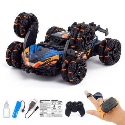 Dual Remote Control 6-Wheel Stunt Car Watch Gesture Controlled 2.4Ghz RC Spray Car Toy Orange