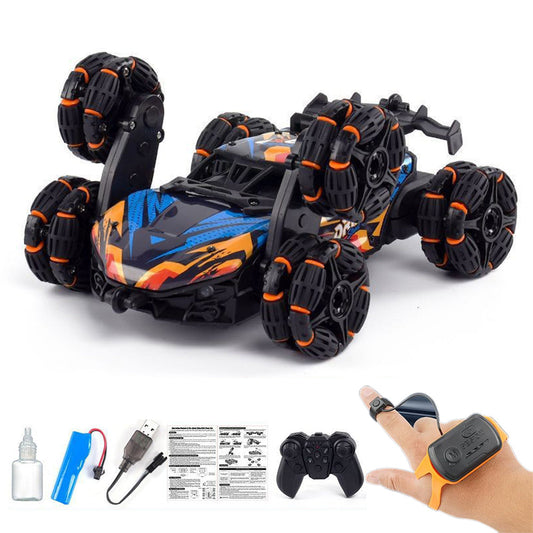 Dual Remote Control 6-Wheel Stunt Car Watch Gesture Controlled 2.4Ghz RC Spray Car Toy Orange