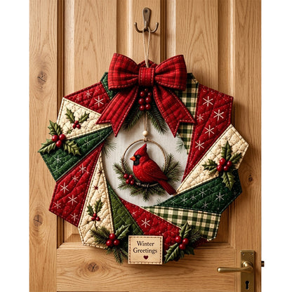 DIY Christmas Quilt Wreath Kit Fabric Sewing Craft Set with Instructions Bird