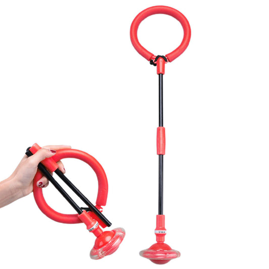 Foldable Skip Ball for Kids Colorful Flashing Wheel Skip Ball Game Fitness Toys Red