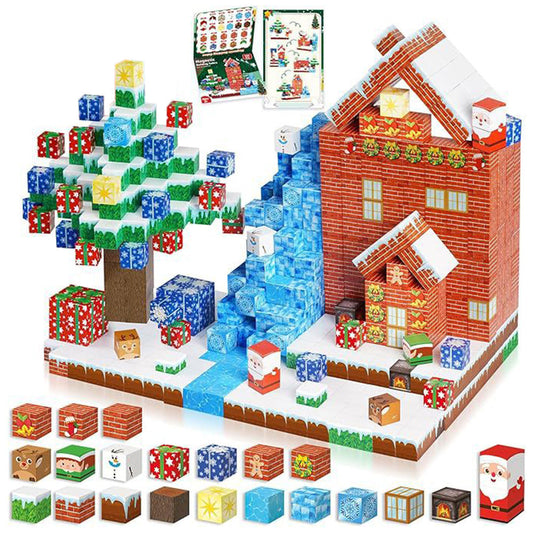 Magnetized Building Blocks for Kids Christmas Themed STEM Learning Cubes Style 2