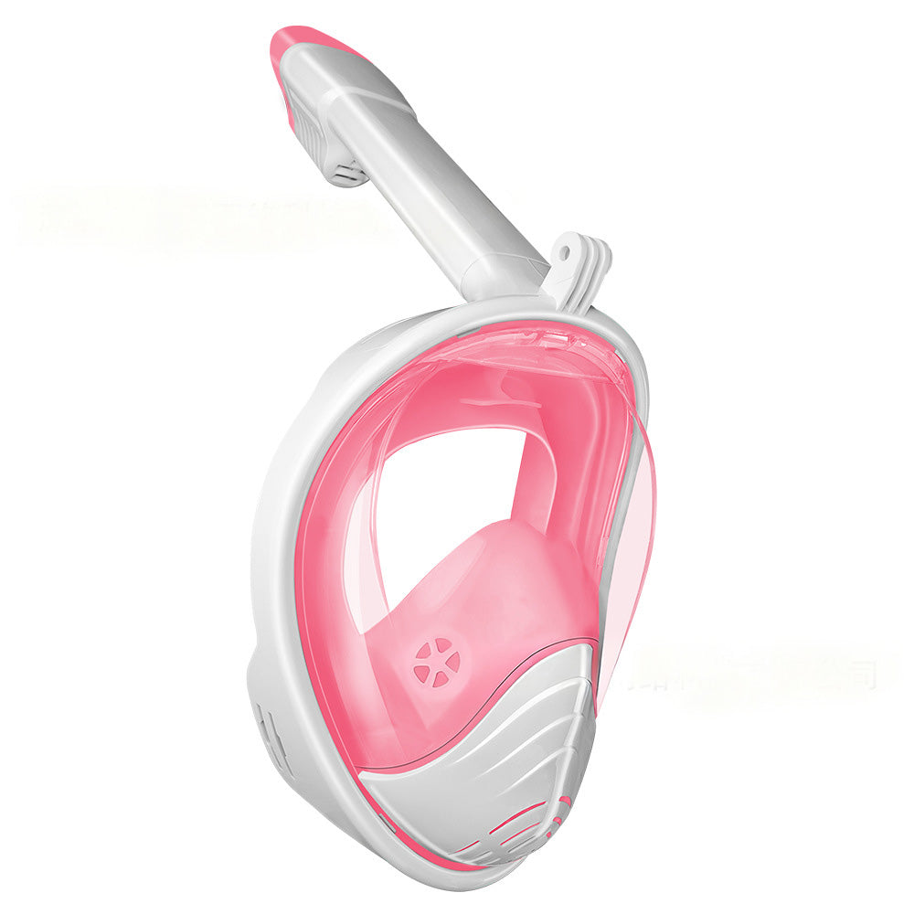 Full Face Snorkel Mask ¨C 180 Degree Panoramic View Anti-Fog & Leak-Proof Design White Pink
