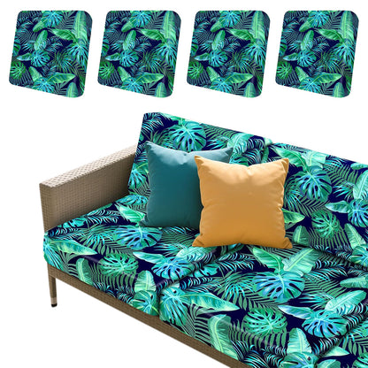 4Pcs Patio Stretchable Seat Cushion Covers for Furniture-Green