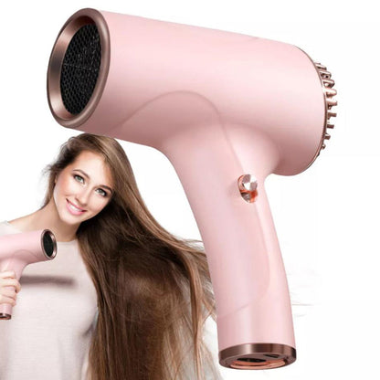 Portable Cordless Cool Wind Hair Dryer USB  Rechargeable Hairdressing Tool Pink