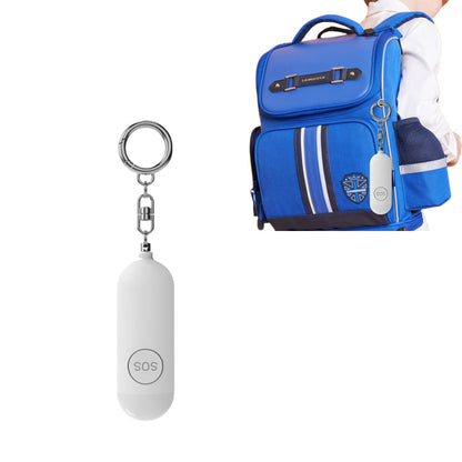 130dB Portable Personal Alarm with LED Light Safety Alarm Device for Girls Children Elderly White