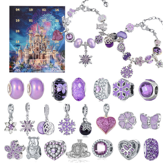 Advent Calendar Charm Bracelets for Girls ¨C 24-Day Xmas Countdown Calendar Purple