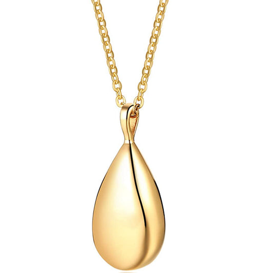 Stainless Steel Teardrop Cremation Pendant â€?Keepsake Memorial Necklace Gold