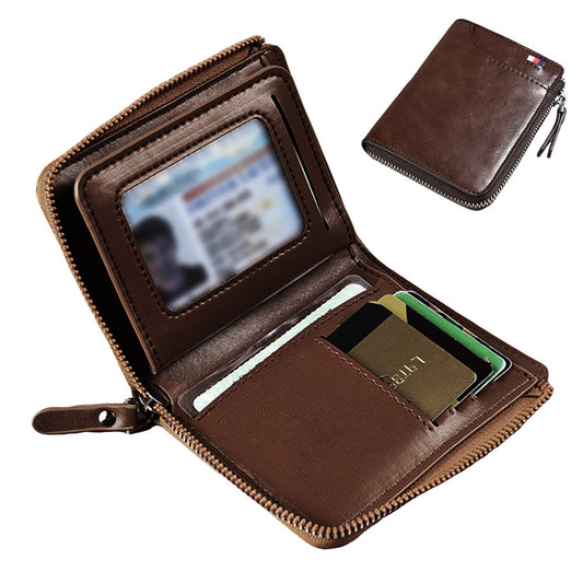 RFID Shielding PU Wallet Anti-theft Cash Credit Card Holder ID Purse Brown
