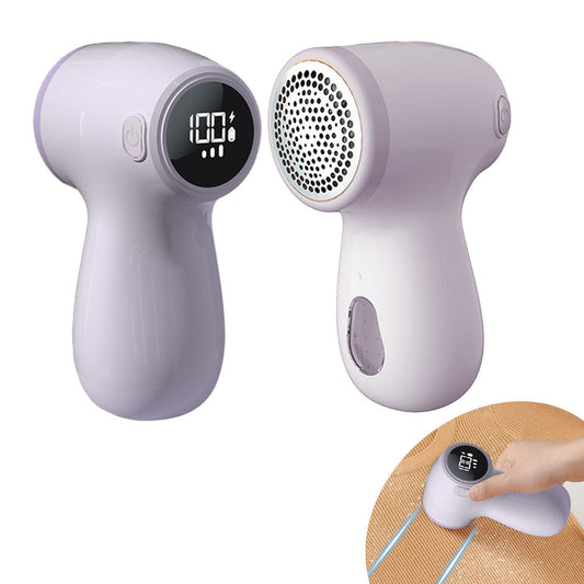 Rechargeable Electric Fur Remover Digital Display Fabric Shaver for Clothes Purple